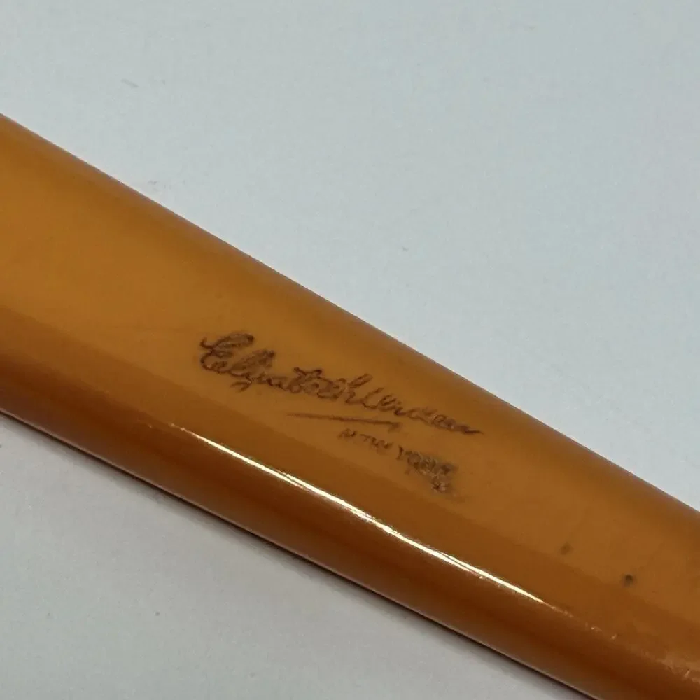 Butterscotch Bakelite Beveled Glass Handheld Vanity Mirror Elizabeth Arden 12